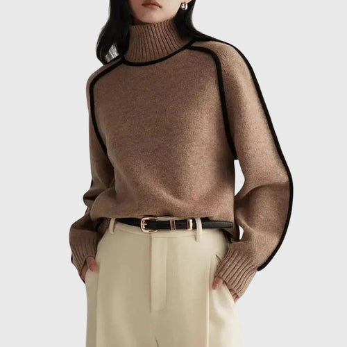 Coltrui dames – Oversized gebreide trui met contrasterende details