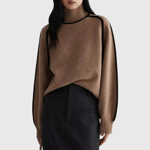 Coltrui dames – Oversized gebreide trui met contrasterende details